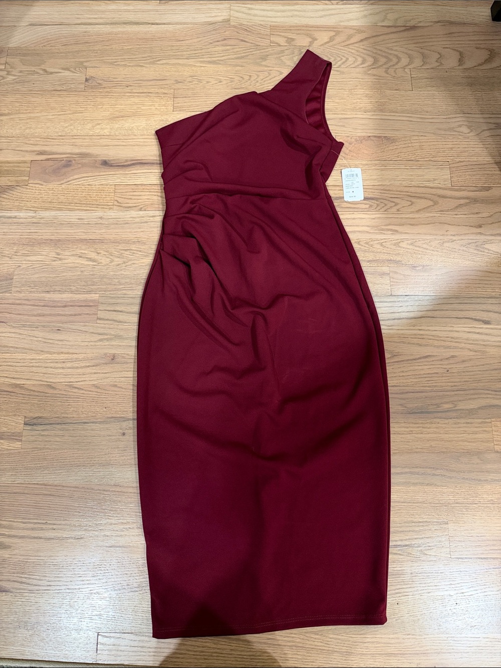 Windsor One-Shoulder Burgundy Sheath Midi Dress